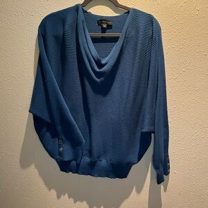 Joan Vass Cowl Neck Sweater in Deep Blue